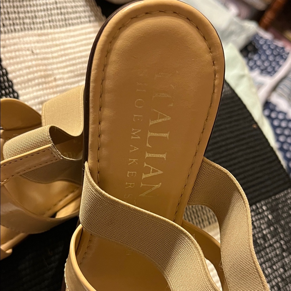 Italian Shoemakers Beige Wedge Sandals
